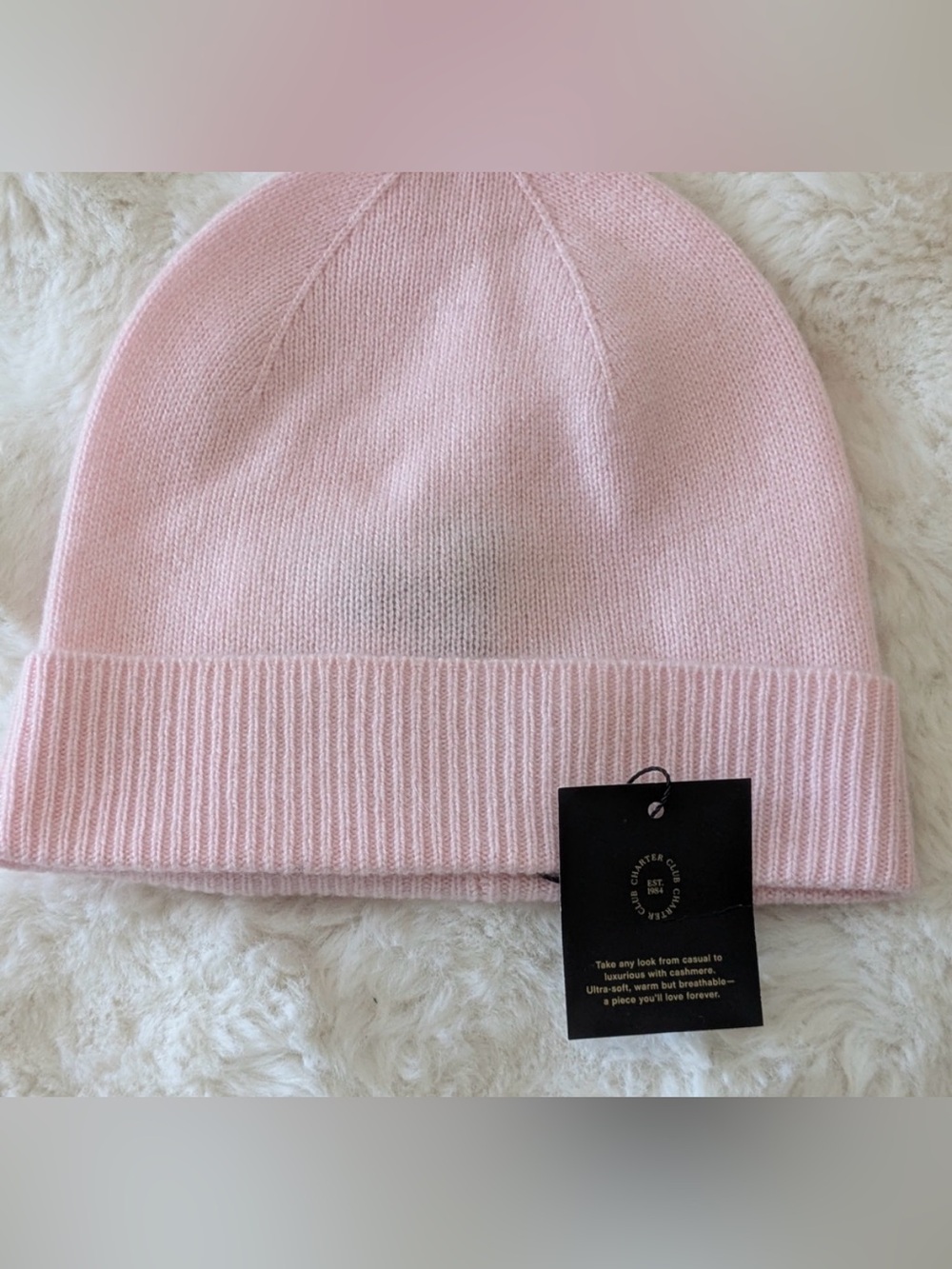 Nwt pink cashmere hat beanie cuffed